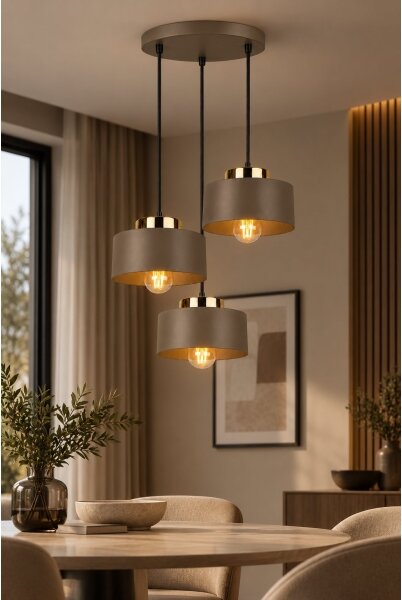 Lampadario su cavo IGNIA 3xE27/60W/230V marrone/oro
