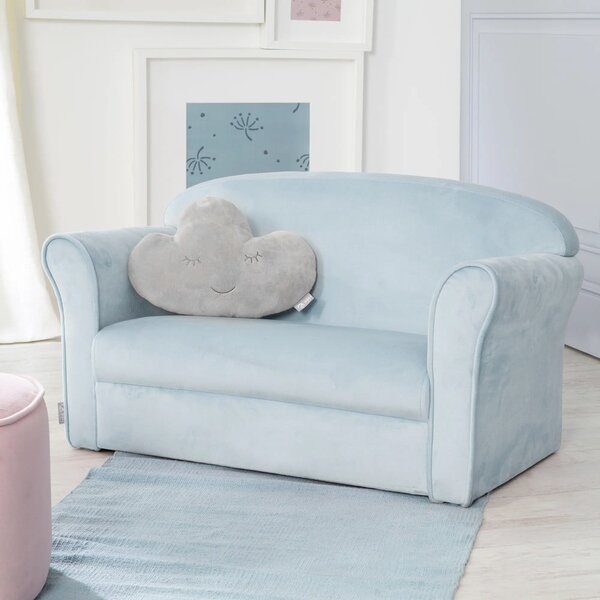 Divano per bambini azzurro con rivestimento in velluto 78 cm Lil Sofa – Roba