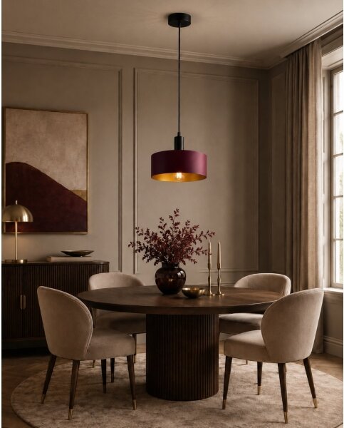 Lampada a sospensione con cavo HAKI 1xE27/60W/230V bordeaux/nero
