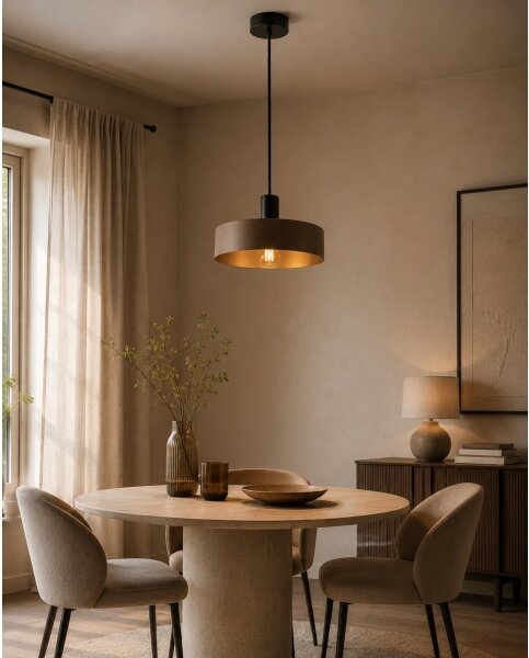 Lampada a sospensione su cavo HAKI 1xE27/60W/230V marrone/nero