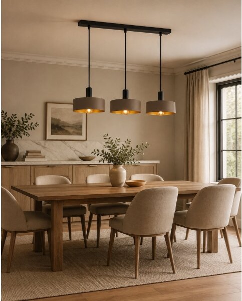 Lampadario a sospensione su cavo HAKI 3xE27/60W/230V marrone/nero