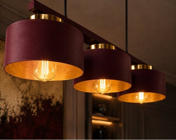 Lampadario su cavo IGNIA 3xE27/60W/230V bordeaux/oro