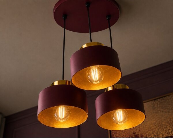 Lampadario a sospensione con cavo IGNIA 3xE27/60W/230V bordeaux/oro