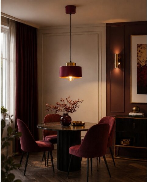 Lampadario a sospensione con cavo IGNIA 1xE27/60W/230V bordeaux/oro