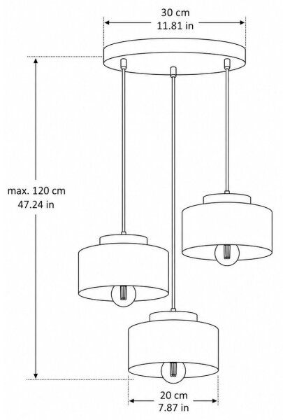 Lampadario a sospensione con cavo IGNIA 3xE27/60W/230V bordeaux/oro