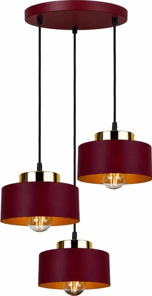 Lampadario a sospensione con cavo IGNIA 3xE27/60W/230V bordeaux/oro