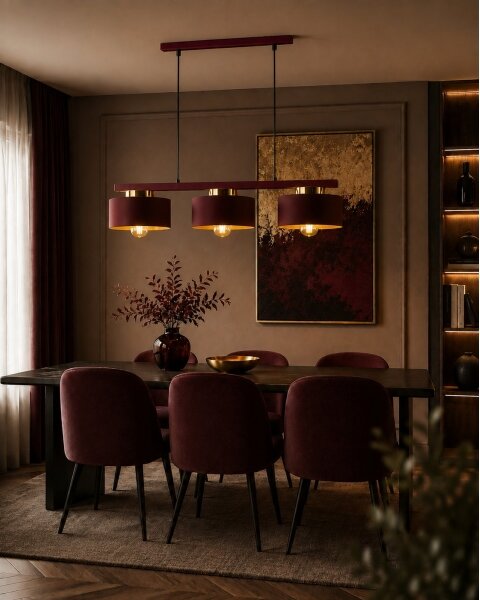 Lampadario su cavo IGNIA 3xE27/60W/230V bordeaux/oro