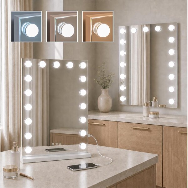 BRILAGI - Specchio per trucco LED dimmerabile HOLLYWOOD LED/15W/230V 55x77 cm bianco