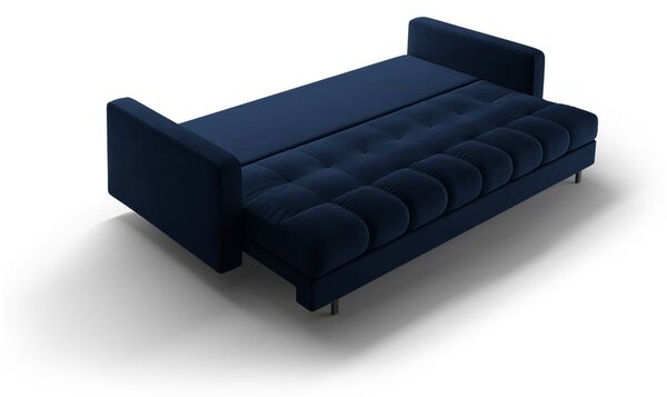Divano blu scuro allungabile/con contenitore con rivestimento in velluto 222 cm Bali – Cosmopolitan Design