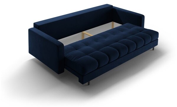 Divano blu scuro allungabile/con contenitore con rivestimento in velluto 222 cm Bali – Cosmopolitan Design