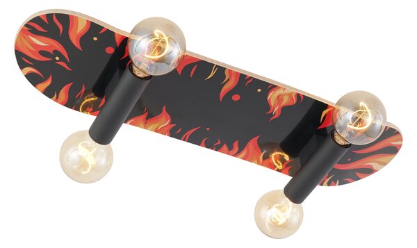 Lampada da parete nera con rosso 80cm - Skateboard