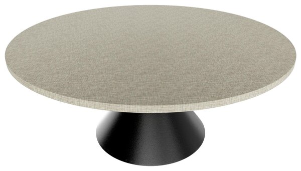Graal Black - Tavolo Rotondo Ø120 cm Base a Doppio Cono Nero in Metallo e Top in Legno Grigio Testurizzato