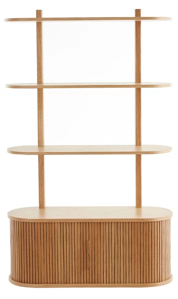 Libreria a parete in legno chiaro rovere con contenitore 2 ante scorrevoli L90 cm EPIC