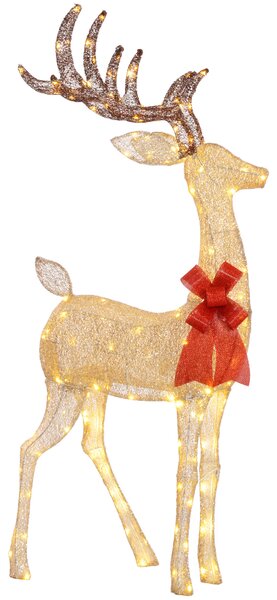 Decorazione Natalizia da Interno ed Esterno 66x25x135 cm a Forma di Renna con 137 Luci LED Oro