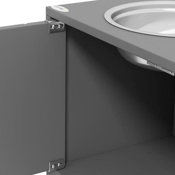 PawHut Ciotola per Cani Rialzata con 2 Ciotole in Acciaio Inossidabile e 44 L di Vano Contenitore, Porte Magnetiche, Grigio | Aosom Italy