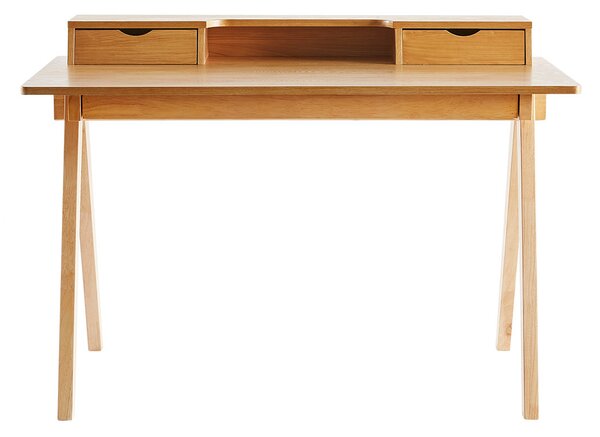 Scrivania con scomparti legno chiaro L120 cm PULITO