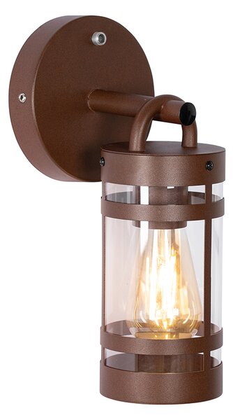Lampada da parete per esterni marrone ruggine IP44 con sensore crepuscolare - Ruben
