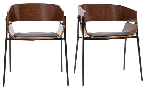 Sedie design legno scuro e metallo nero (set di 2) WESS