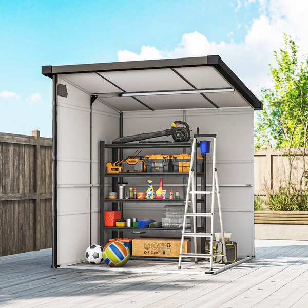 Outsunny Capanno da Giardino 1,9 x 1,9 m in Plastica, con Porte Bloccabili e 2 Aperture di Ventilazione, Grigio Scuro | Aosom Italy