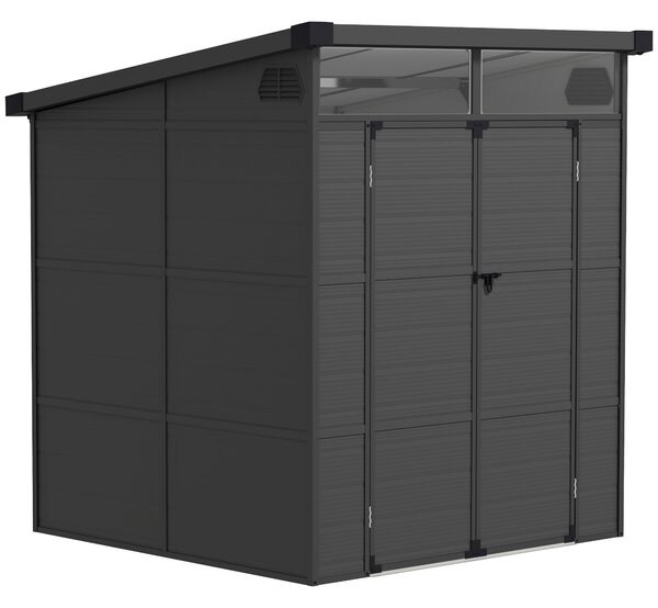 Outsunny Capanno da Giardino 1,9 x 1,9 m in Plastica, con Porte Bloccabili e 2 Aperture di Ventilazione, Grigio Scuro | Aosom Italy