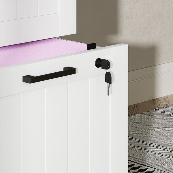 HOMCOM Mobile per ufficio in legno con 4 cassetti e serratura, barre di sospensione regolabili, 40 x 40 x 131 cm, Bianco | Aosom Italy