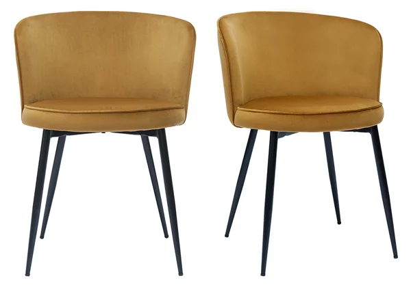Sedie design in tessuto velluto color bronzo e metallo nero (set di 2) SERIF