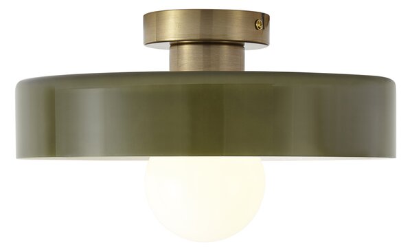 Plafoniera retrò bronzo con vetro verde - Jina