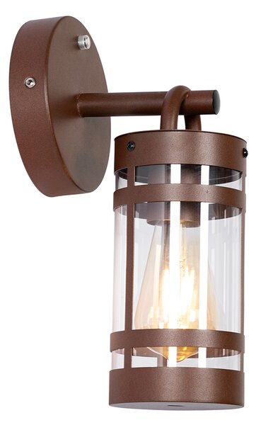 Lampada da parete per esterni marrone ruggine IP44 con sensore crepuscolare - Ruben