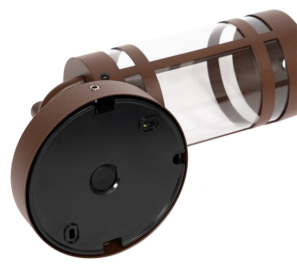 Lampada da parete per esterni marrone ruggine IP44 con sensore crepuscolare - Ruben