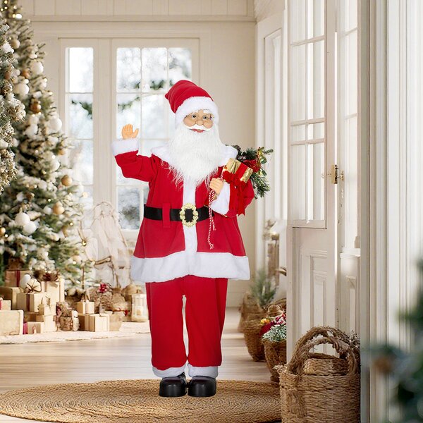 HOMCOM Babbo Natale, alto 120 cm, con comando vocale, luci LED scintillanti e braccia flessibili, Rosso | Aosom Italy