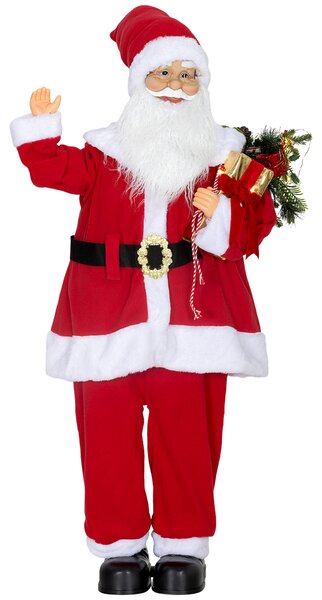 HOMCOM Babbo Natale, alto 120 cm, con comando vocale, luci LED scintillanti e braccia flessibili, Rosso | Aosom Italy