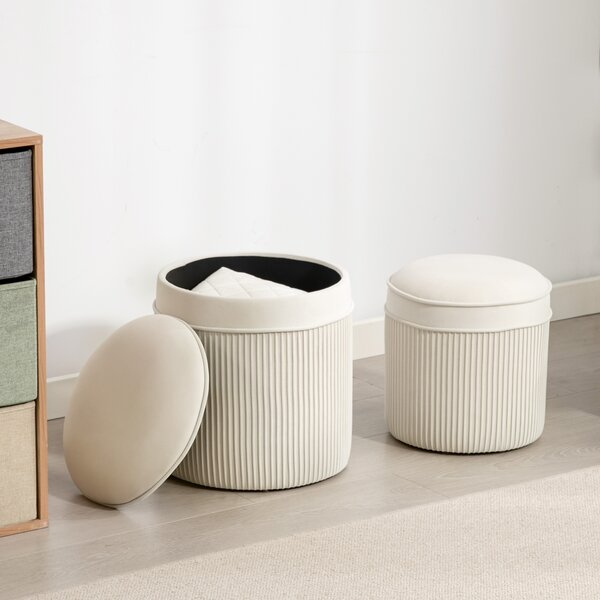 HOMCOM Set di 2 sgabelli contenitore 36 x 36 x 41,5 cm Bianco crema | Aosom Italy