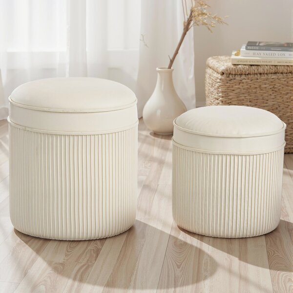 HOMCOM Set di 2 sgabelli contenitore 36 x 36 x 41,5 cm Bianco crema | Aosom Italy