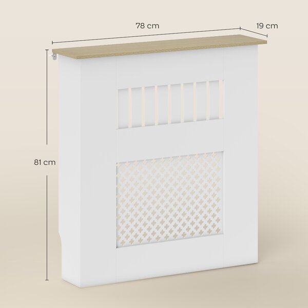 HOMCOM Copritermosifoni con Doghe e decorazione a Nido d'Ape, 78x19x81 cm, Bianco | Aosom Italy