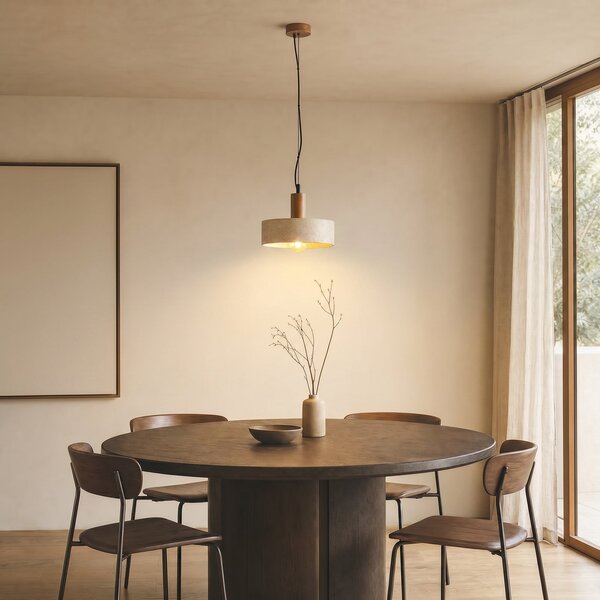 Lampada a sospensione Lucande, Carlotta, dimmerabile, Beige, Soggiorno, Cemento, Moderno
