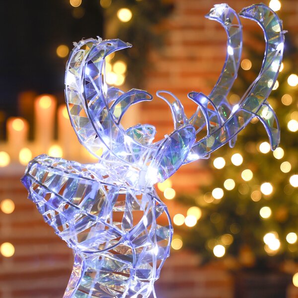 Outsunny Renna e slitta luminose di Natale con 170 LED bianco caldo, per interno ed esterno, 60x29x115 cm | Aosom Italy
