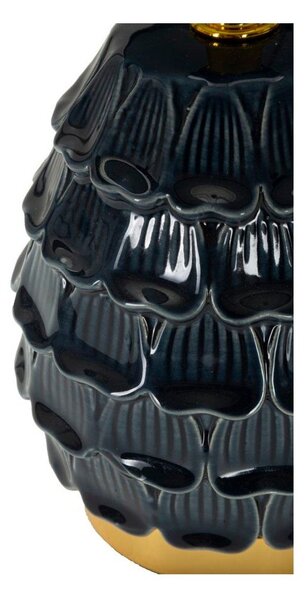 Lampada da tavolo blu in ceramica con paralume in tessuto (altezza totale 30,5 cm) Pigny – Mauro Ferretti