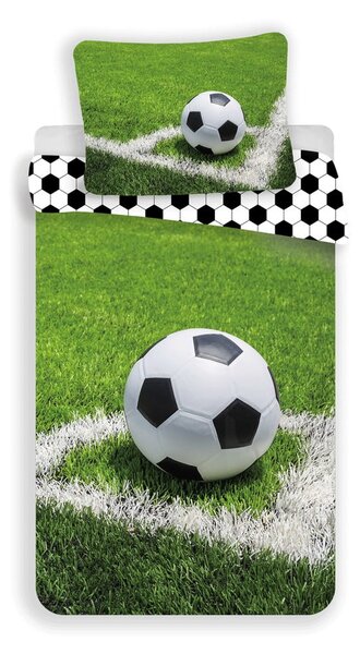 Set copripiumino e federa da bambini verde in cotone per letto singolo 140x200 cm Football – Jerry Fabrics