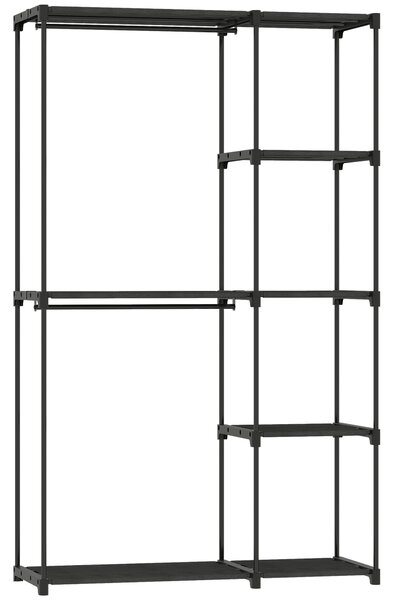 HOMCOM Guardaroba Portatile con 2 Aste e 6 Ripiani, in Tessuto non Tessuto, Plastica e Acciaio, 111x43x185 cm, Nero | Aosom Italy
