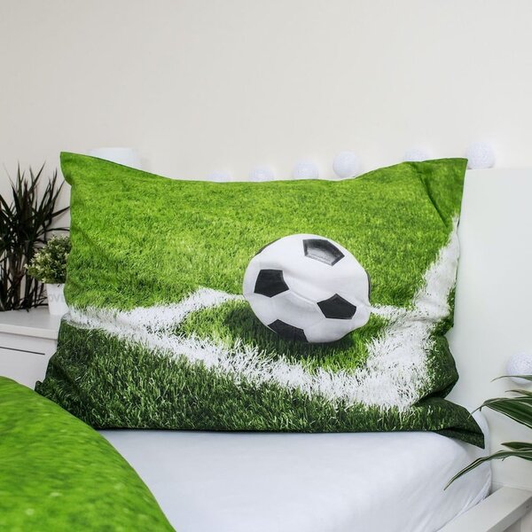 Set copripiumino e federa da bambini verde in cotone per letto singolo 140x200 cm Football – Jerry Fabrics