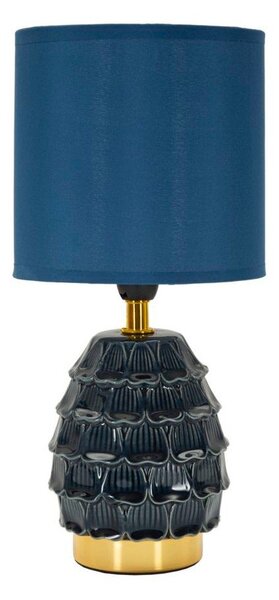 Lampada da tavolo blu in ceramica con paralume in tessuto (altezza totale 30,5 cm) Pigny – Mauro Ferretti