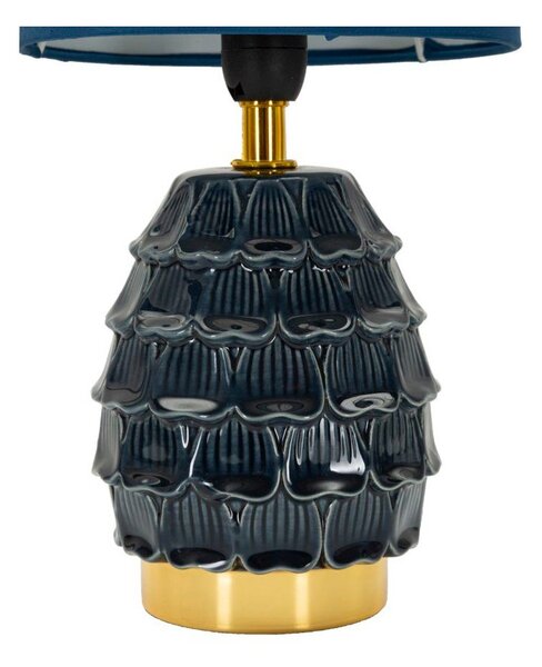 Lampada da tavolo blu in ceramica con paralume in tessuto (altezza totale 30,5 cm) Pigny – Mauro Ferretti