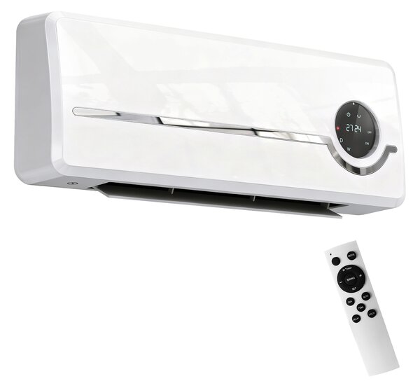 Stufa Elettrica Ceramica 2000W a Parete con 3 Modalità Riscaldamento Regolabile Timer e Telecomando Bianco