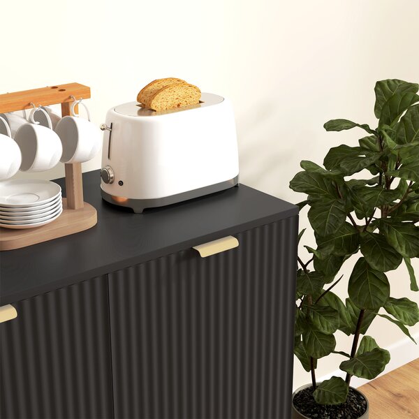 HOMCOM Credenza da cucina con 2 ante, ripiano regolabile e piedi metallici rialzati 80 x 40 x 80 cm Nero | Aosom Italy