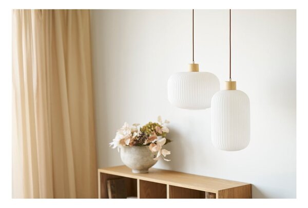 Lampadario bianco con paralume in vetro ø 20 cm Argalo – House Nordic