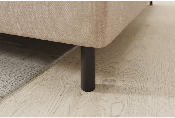 Divano angolare beige allungabile/con contenitore (con penisola a destra/a L) e rivestimento in velluto Barea – ELTAP