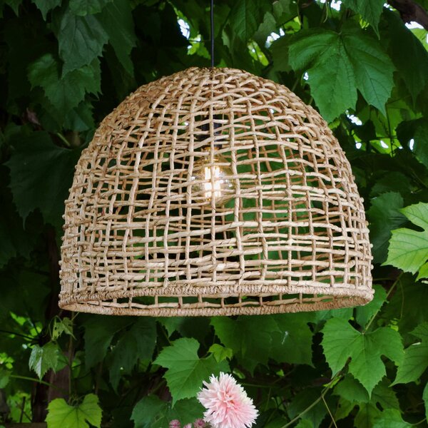 PR Home lampada a sospensione da esterno Cebu, Ø 46 cm, cavo 2,5m, IP44 dimmerabile, Legno chiaro, Legno, Campagna / Rustiche