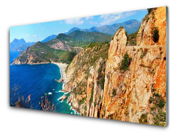 Quadro di vetro Scogliera Costa Mare Montagne 100x50 cm