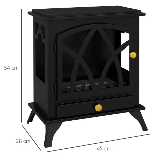 HOMCOM Camino a Bioetanolo da Terra con Estintore fiamma e Bruciatore da 1.2L e Copertura 25㎡, 45x28x54cm, Nero | Aosom Italy