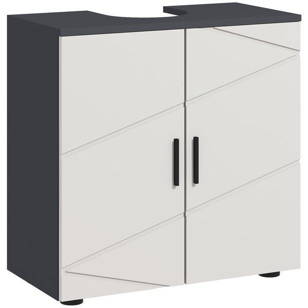 Kleankin Mobile Sottolavabo Bagno per Piedistallo con Armadietto 2 Ante, 60x30x60cm, Grigio|Aosom